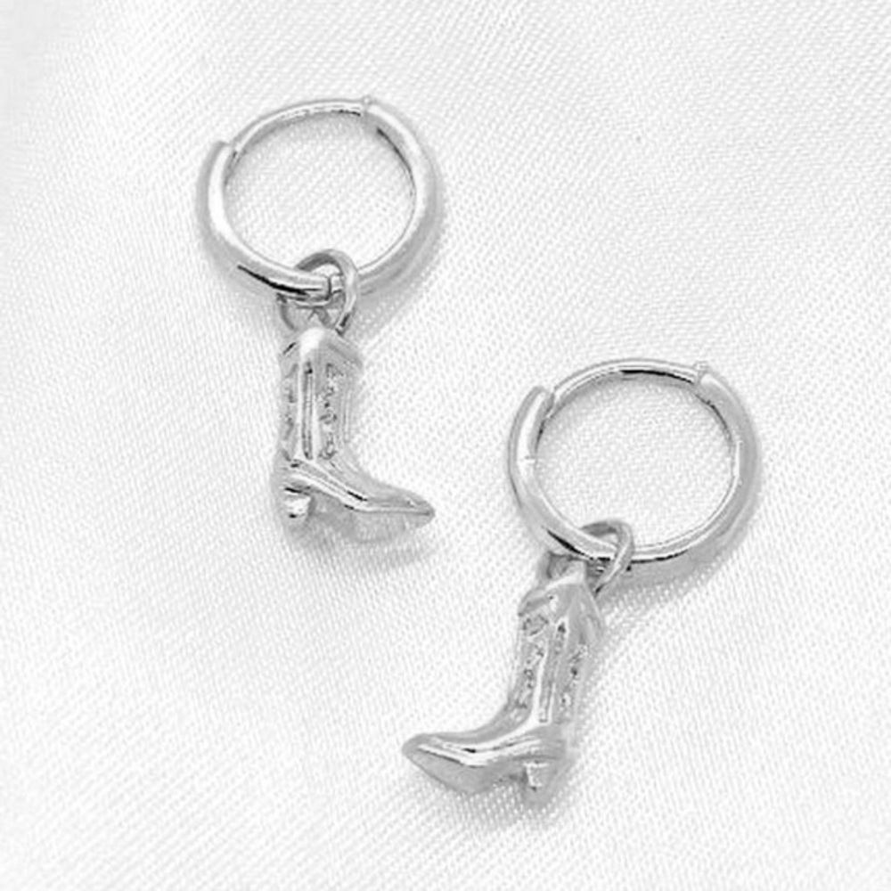 Small Silver Cowboy Boot Earrings
